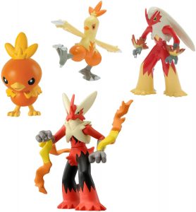 Figura de Torchic, Combusken, Blaziken y Mega Blaziken de Takara Tomy - Figuras coleccionables de Torchic de Pokemon