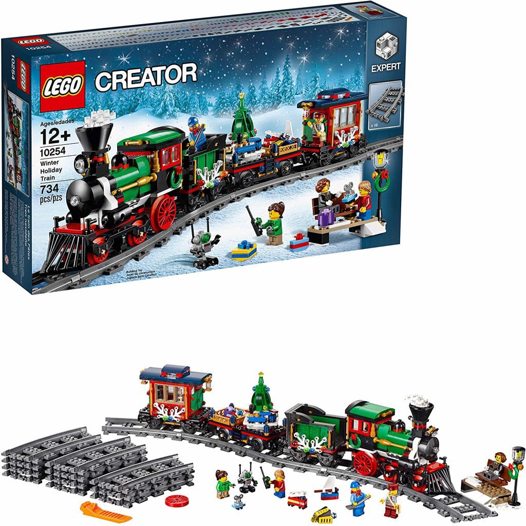 21 Piezas Tren de Navidad, Juegos de Trenes eléctricos para niños, Juguetes para Trenes eléctricos con Pistas de plástico y Accesorios en Papel, Tren Juguete Educativo para más de 3 años Niños
