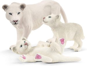 Figura de leona blanca y cachorros de Schleich - Los mejores mu帽ecos de leones - Figuras de leona de animales