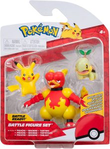 Figura De Magmar, Pikachu Y Turtwig De Pokemon Battle