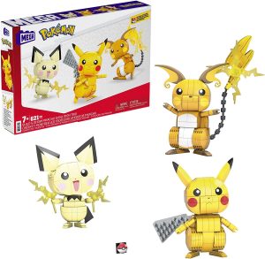 Figura De Pichu, Pikachu Y Raichu De Pokemon De Mega Construx